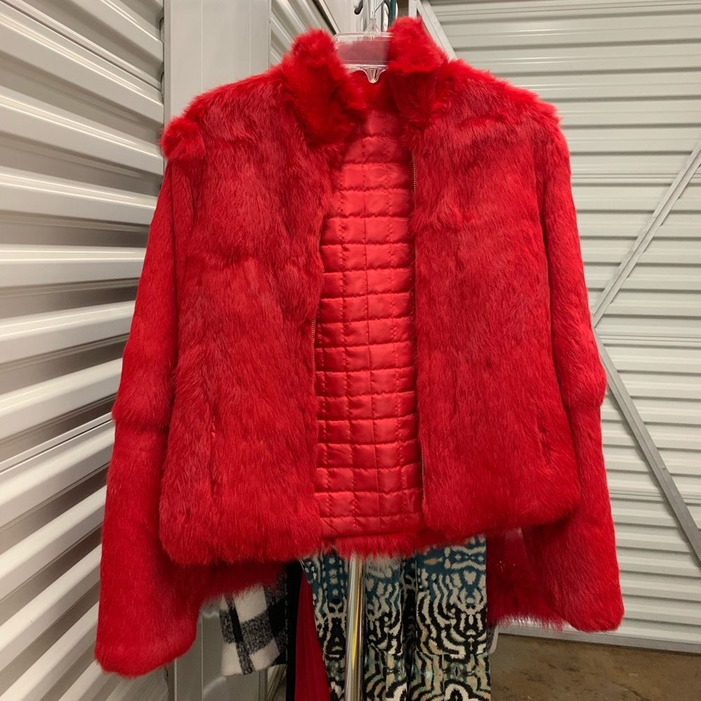 Stylish Vintage 90’s Reversible Red Fur Coat